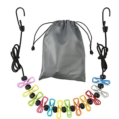Retractable Portable Travel Clothesline (10–12 ft, 12 Clips)